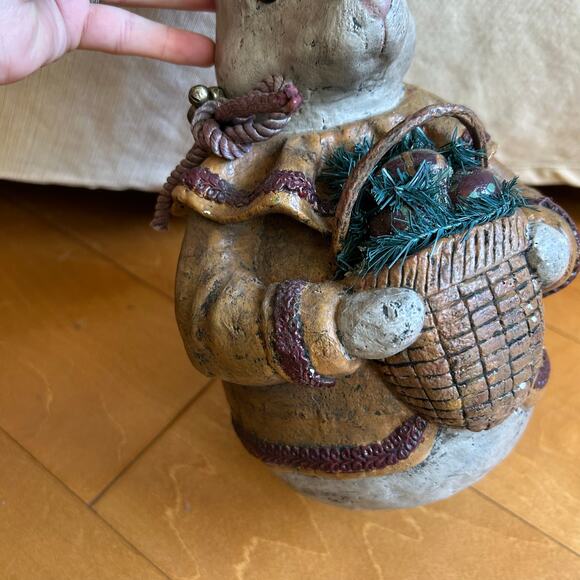 Vintage Deborah Graham Paper Mache Bunny Rabbit Basket Primitive Signed 12” - Picture 2 of 10